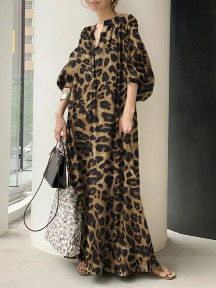 ZANZEA Fashion Leopard Printed Women's Maxi Dress