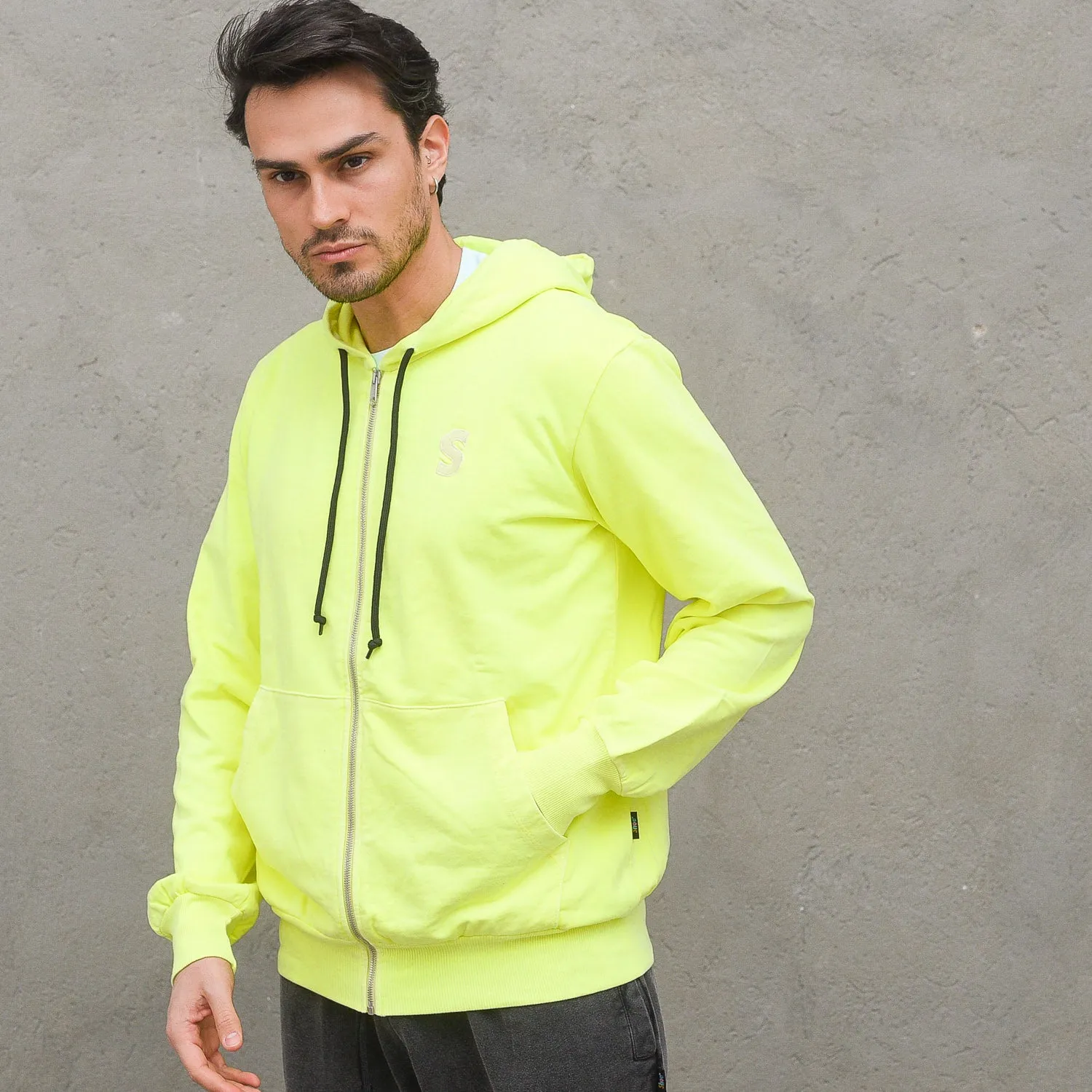 Zip Hooded Sweatshirt - Soft Neon