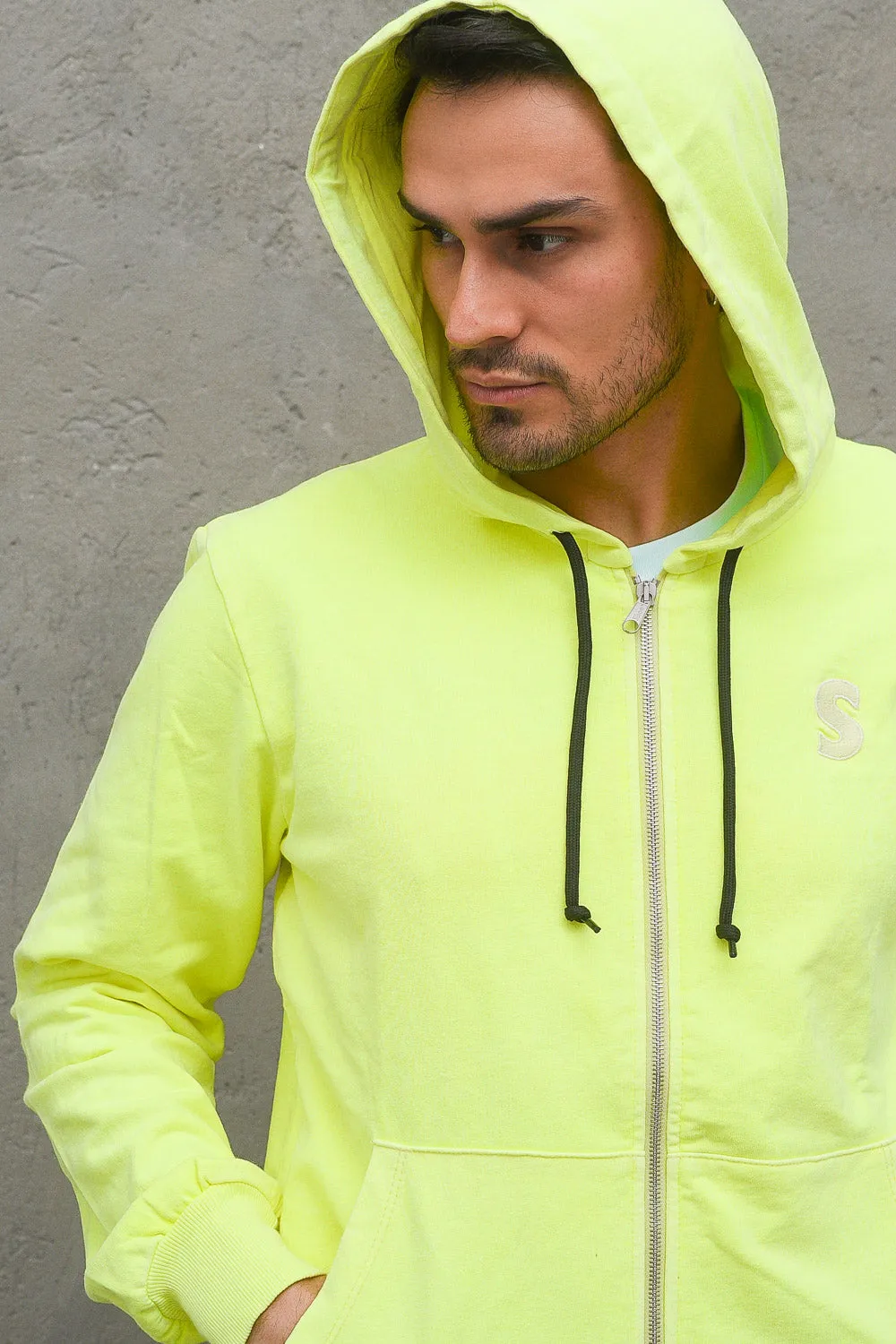 Zip Hooded Sweatshirt - Soft Neon