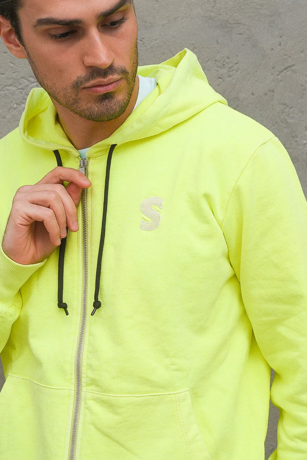 Zip Hooded Sweatshirt - Soft Neon